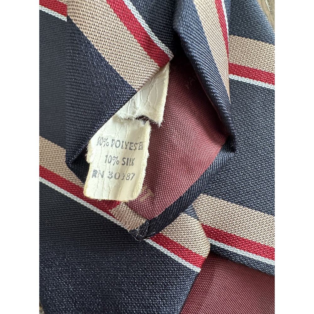 VTG YSL Yves Saint Laurent Necktie Navy Red Stripes GORGEOUS! - Picture 5 of 7